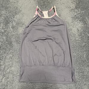 Lululemon No Limit Tank Top Shirt Shelf Bra Womens 4 Gray Pink Floral Racerback